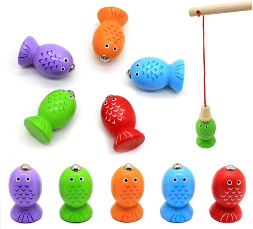 Fidtoy Wooden Magnetic Sorting Fishing Toy for Kids Age 2-6
