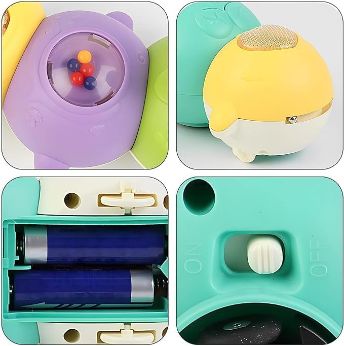 Fidtoy Magnetic Cute Electric Caterpillar Baby Toy with Light Sound for Babies Crawling Sensory Play Age 6M+