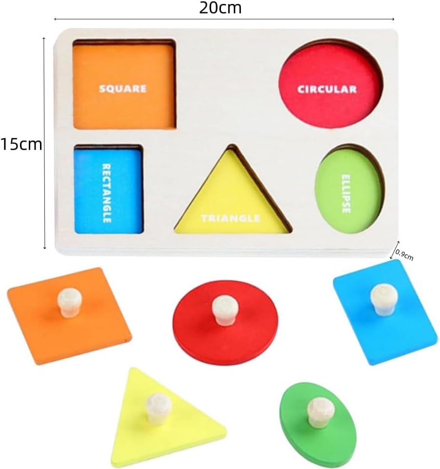 Geometric Wooden Puzzle, Educational Puzzle, Molding Puzzle, For Ages 6 and Up, Color Recognition, Shape Recognition, Early Education, Promoting Parent-child Interaction, Children, Toy, Birthday Gift