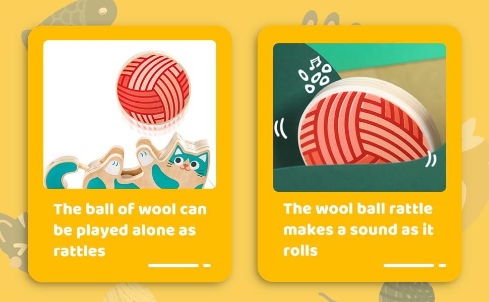 Fidtoy Pull Along Kitten Rattle Toy Wooden Walking Toy for Toddlers
