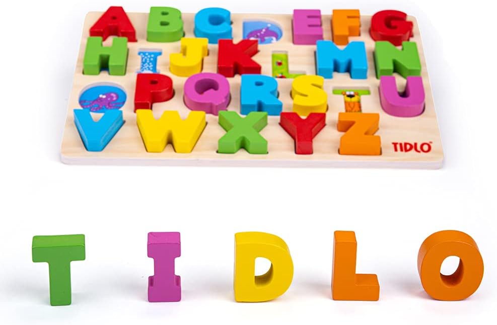 Fidtoy Wooden ABC Puzzle Board with Chunky Alphabet Letters