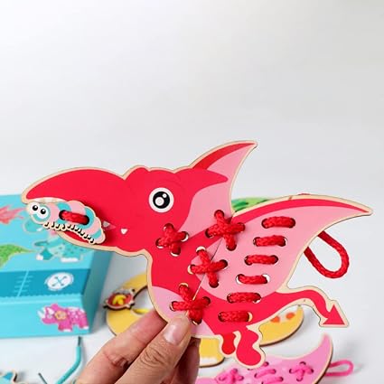 Dinosaurio de Madera con Hilo para Coordinación Ojo-Mano - 684