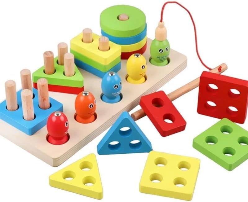 Fidtoy Wooden Magnetic Sorting Fishing Toy for Kids Age 2-6