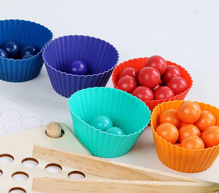 Wooden Pegboard Beads Game, Rainbow Color Board Games, Puzzle Board, Montessori Toys, Preschool Learning Activities, Boys and Girls Gift for 3 and up!