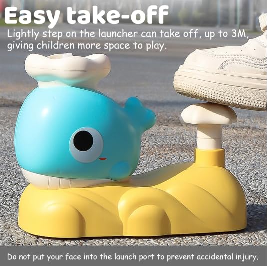 Fidtoy Whale Flying Disc Launcher Toy with Catch Nets
