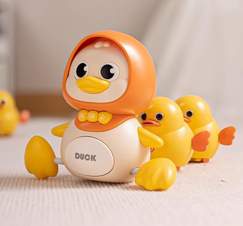Fidtoy Baby Musical Duck Toy Set with Light Sound Crawling Fun