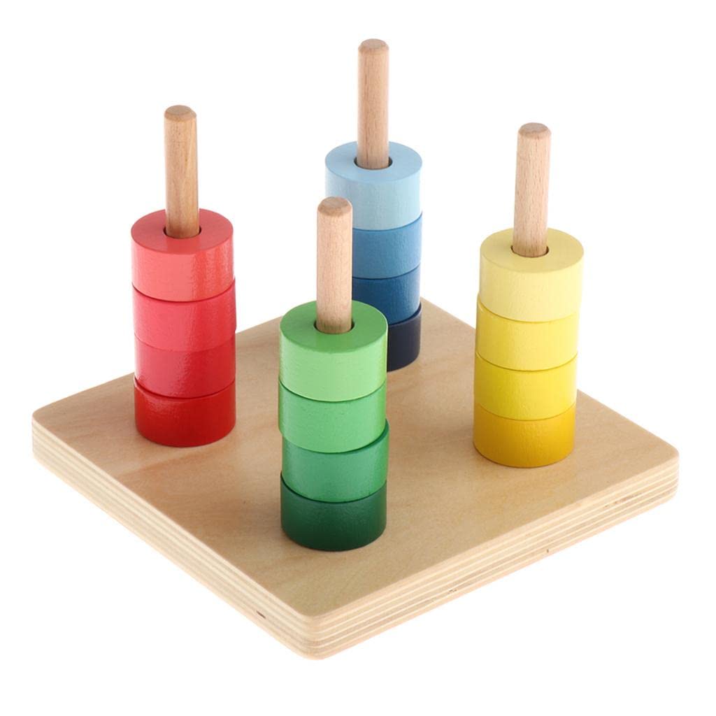 Círculos de colores Montessori Fidtoy – Juguete de madera para clasificar formas y colores para niños pequeños