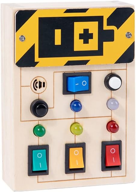 RGWOW More Than 3 Years Old Toddler Toys Busy Board Montessori Toys .Sensory Toys for Toddlers, Wooden Toys Travel Toys with Light Up LED Buttons and Sound, Learning Toys (Color Round)