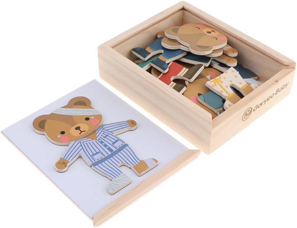 misppro Jouets d'habillage magnétiques Ourson pour filles - Ensemble de jeu de vêtements interchangeables 18 pièces