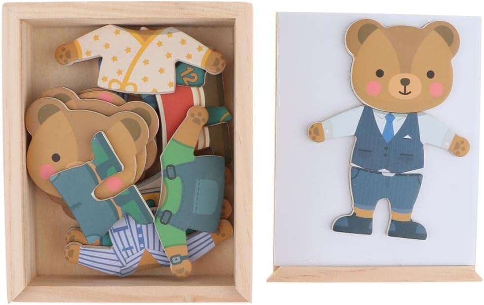 misppro Jouets d'habillage magnétiques Ourson pour filles - Ensemble de jeu de vêtements interchangeables 18 pièces