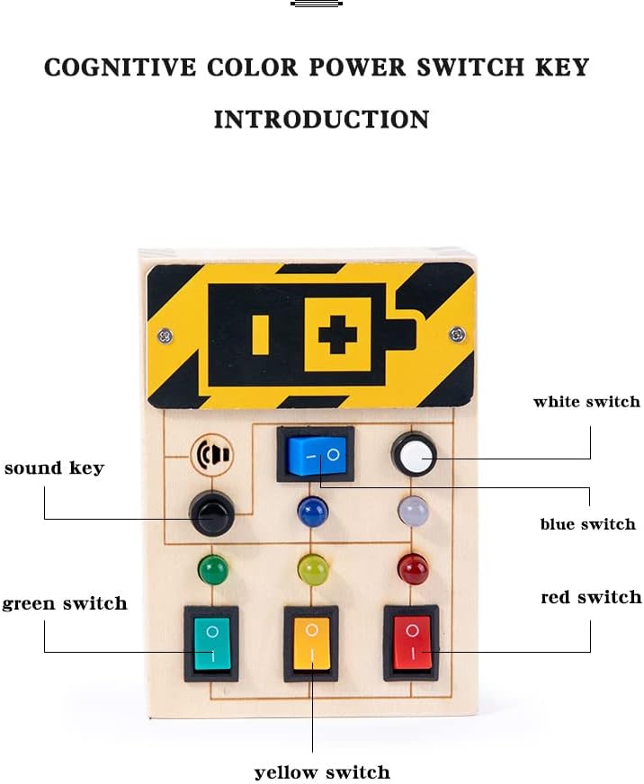 RGWOW More Than 3 Years Old Toddler Toys Busy Board Montessori Toys .Sensory Toys for Toddlers, Wooden Toys Travel Toys with Light Up LED Buttons and Sound, Learning Toys (Color Round)