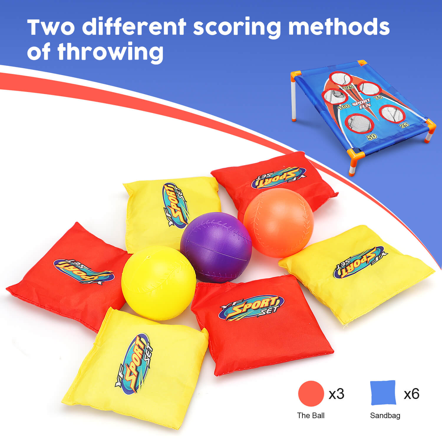 Jeu de Cornhole Fidtoy portable pour enfants, pour l'intérieur et l'extérieur
