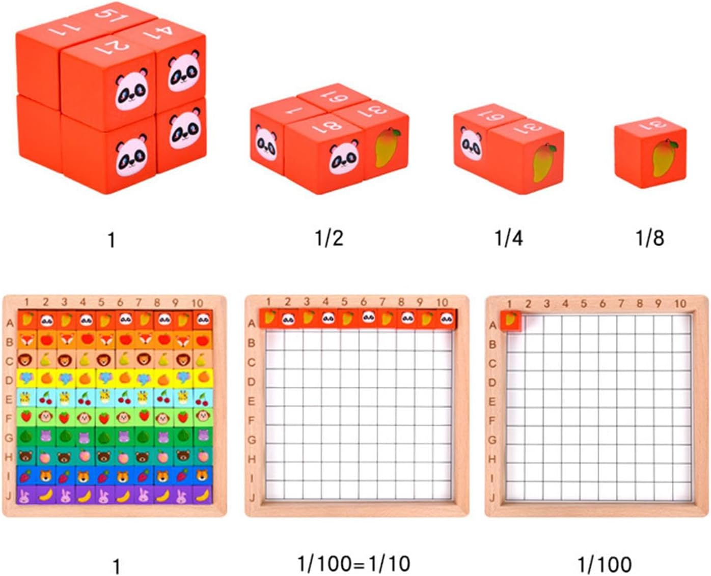 Wooden Multifunctional Number, Alphabet and Animals Pattern Blocks - 096