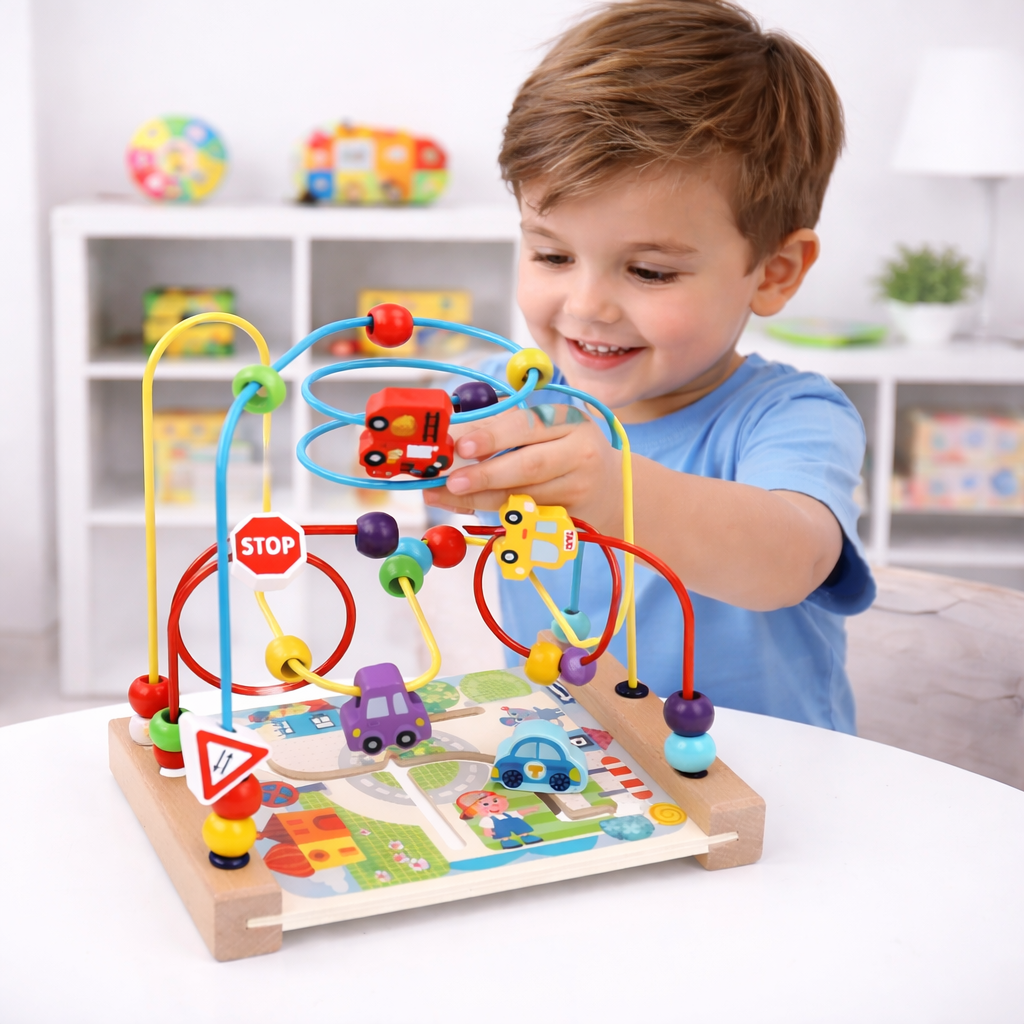 Fidtoy Jouet labyrinthe en perles en bois pour tout-petits