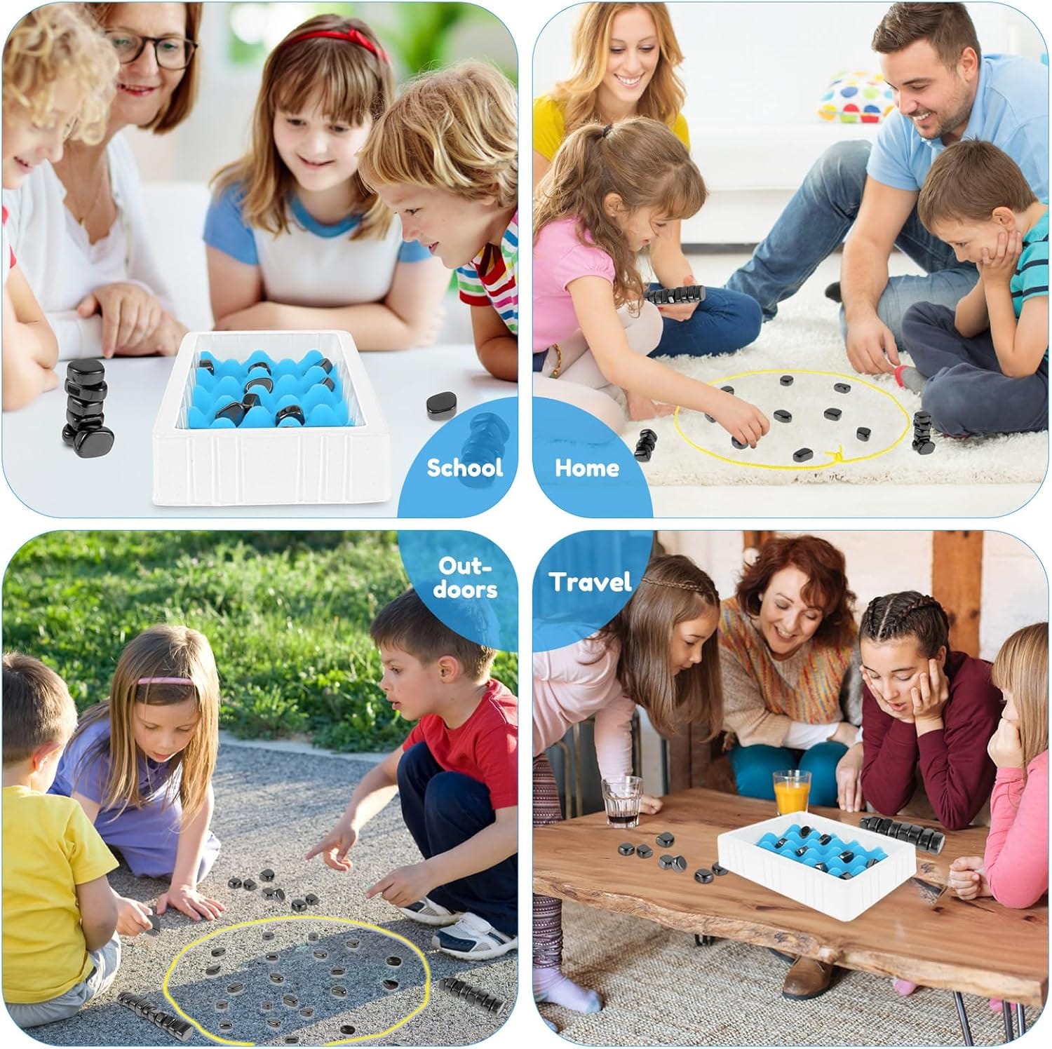 2in1 Magnetic Effect Chess Stone Family Board Game