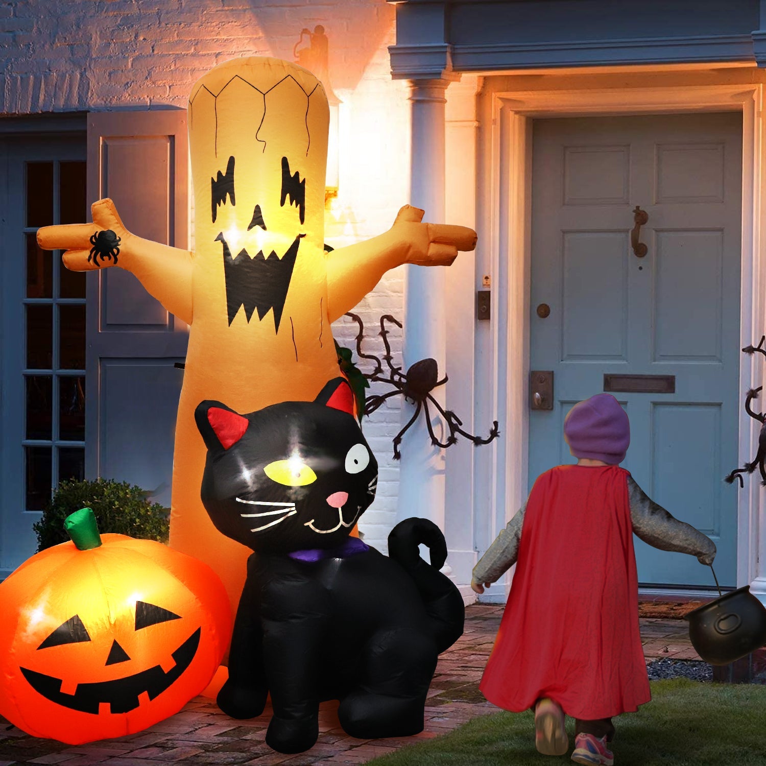 8 FT Inflatable Halloween Outdoor Decoration Dead Tree, Pumpkin and Black Cat