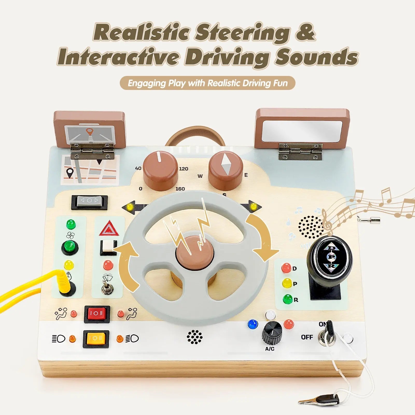 Steering Wheel with Lights & Sounds for Toddlers 1-3