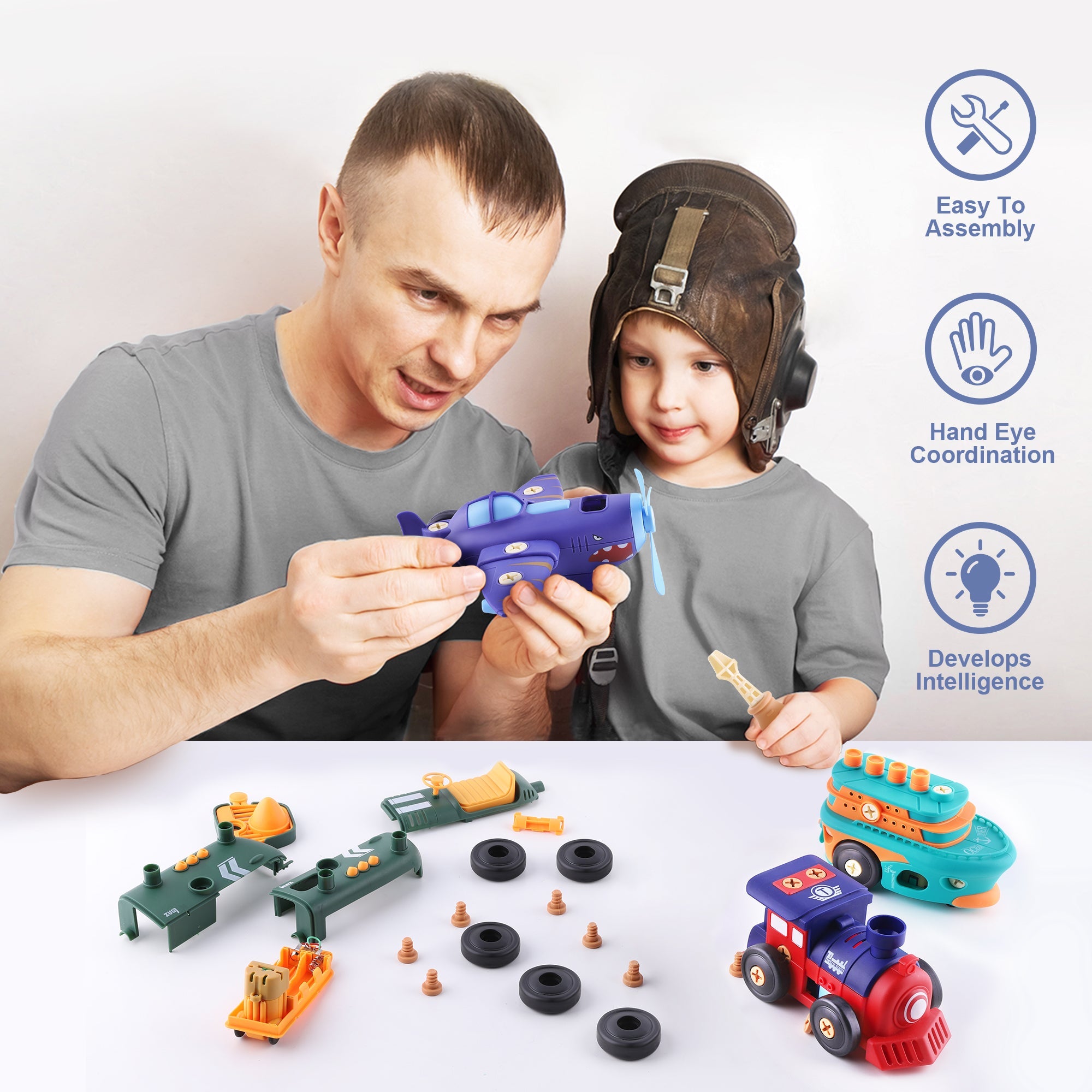 Electronic Take Apart Toy Set, Kids Assembly Vehicle Playset