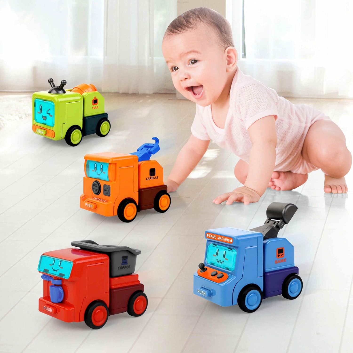 Transformable Montessori Car Toys (4 Pcs)