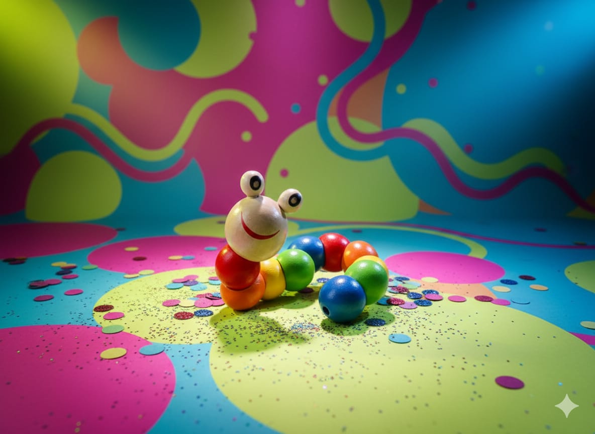 Wooden Colorful Movable Caterpillar Rattle - 017