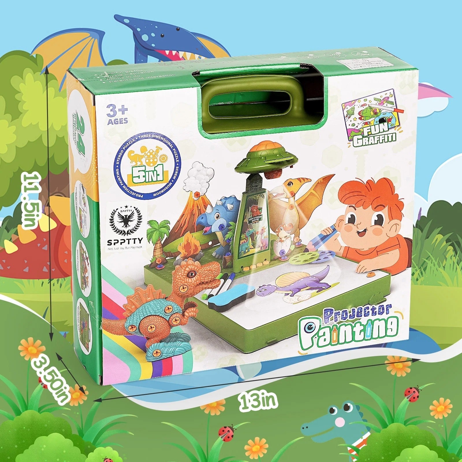 5in1 Projector Painting with Dinosaur Assembling Screw Play Figure - 117