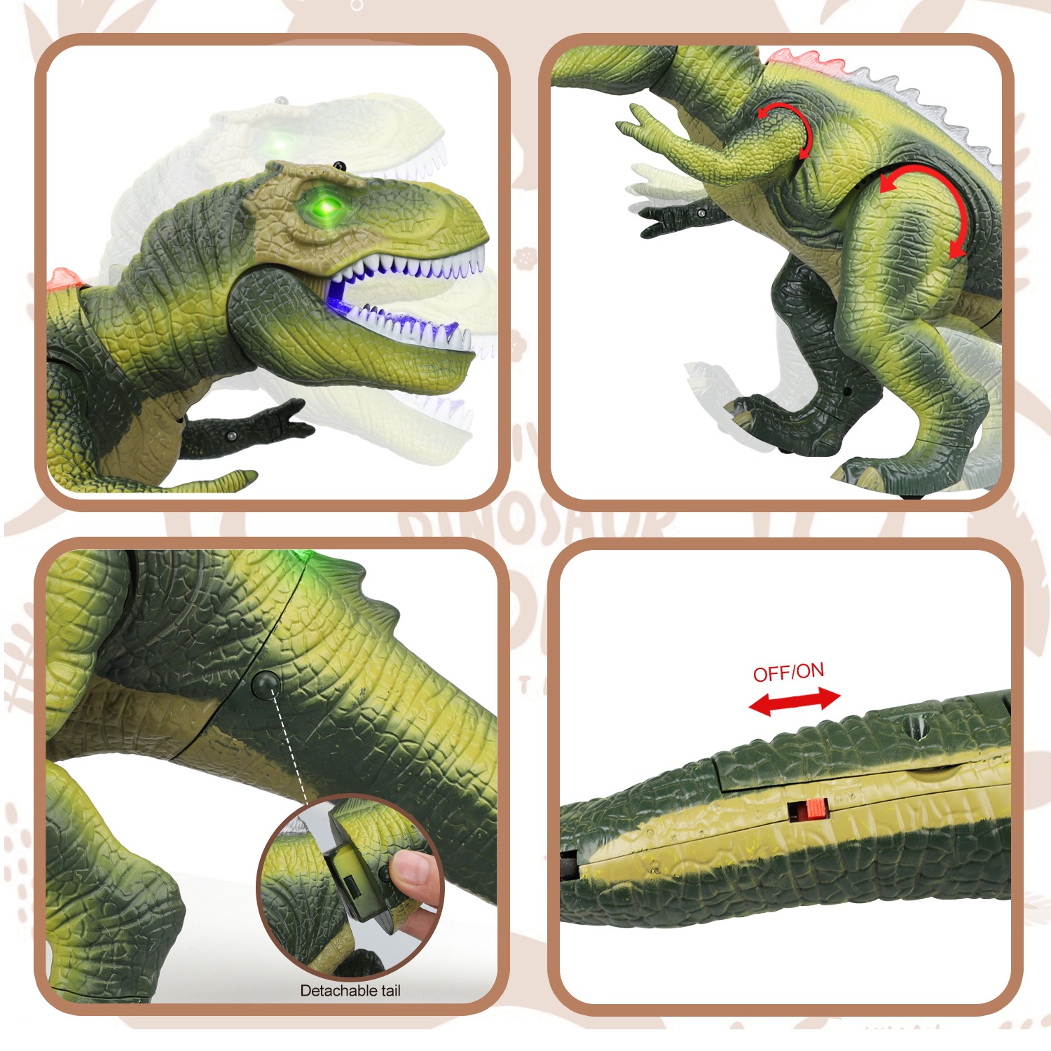 Jouet Dinosaure Télécommandé LED Fidtoy pour Enfants avec Rugissement