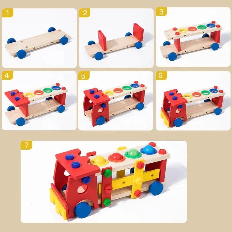 Wooden Reassembly Nut Screw Car Kit - A21