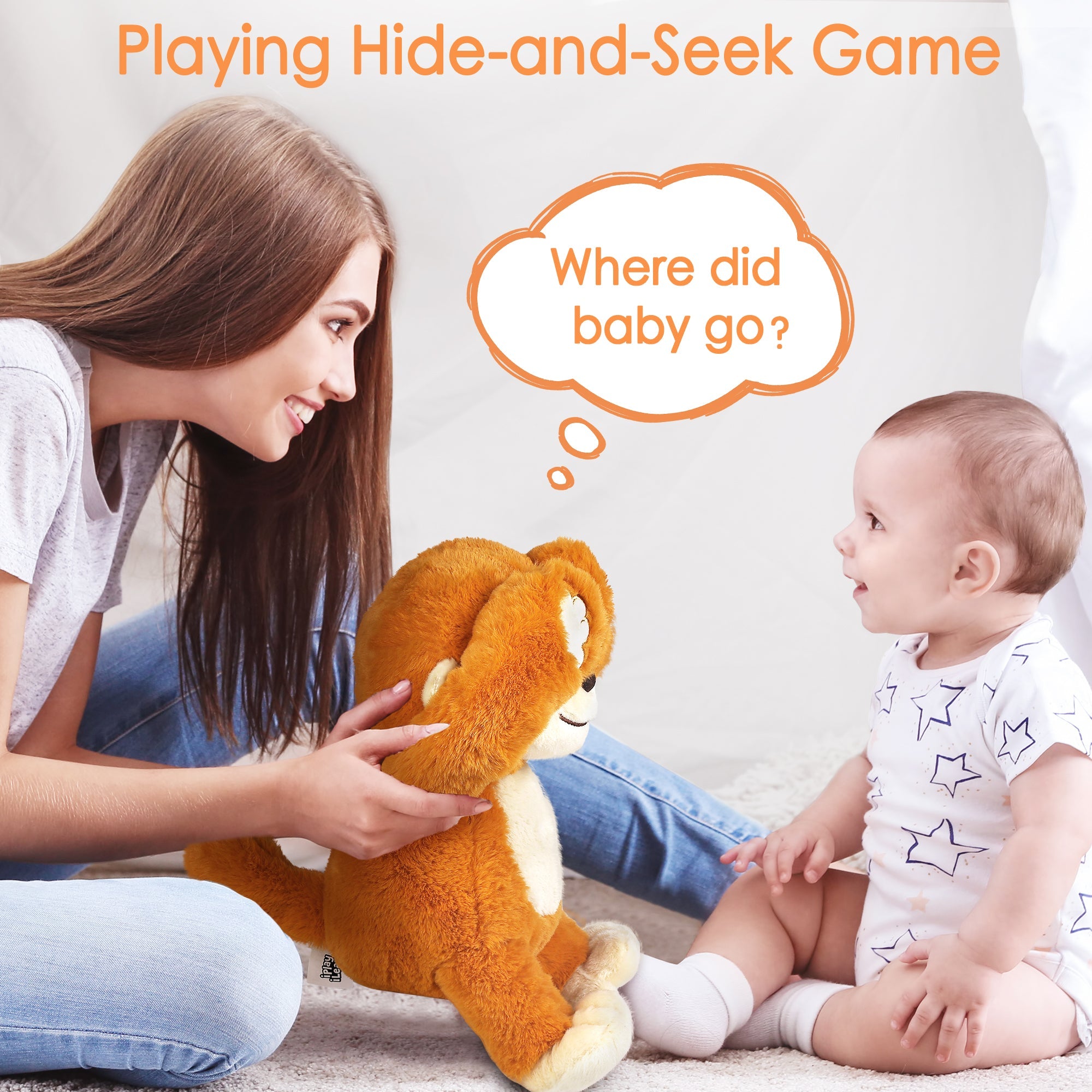 Baby Monkey Stuffed Animals, Infant Soft Hide and Seek Plush Toy, Easter Basket Gifts