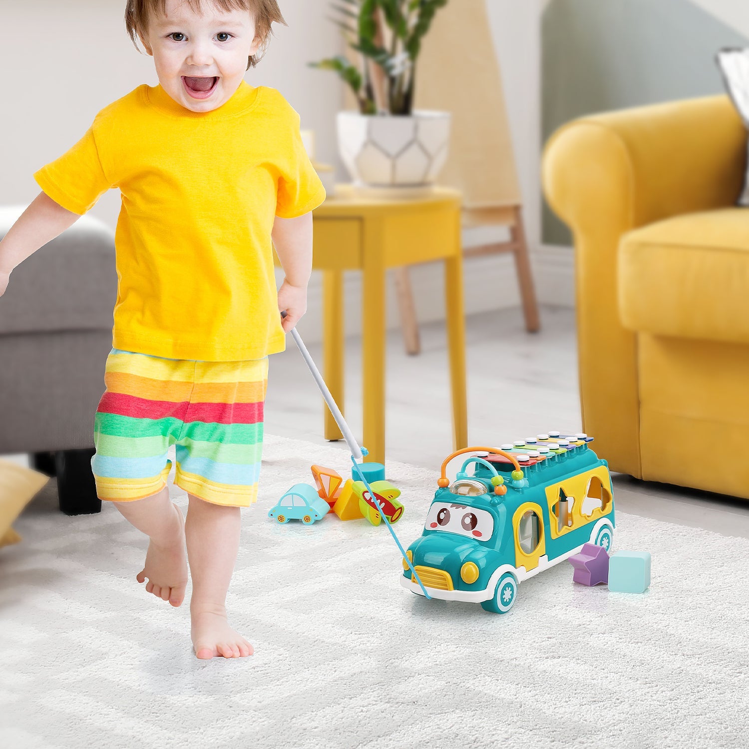 Fidtoy Musical Shape Sorter Bus for Toddlers 12 Months+