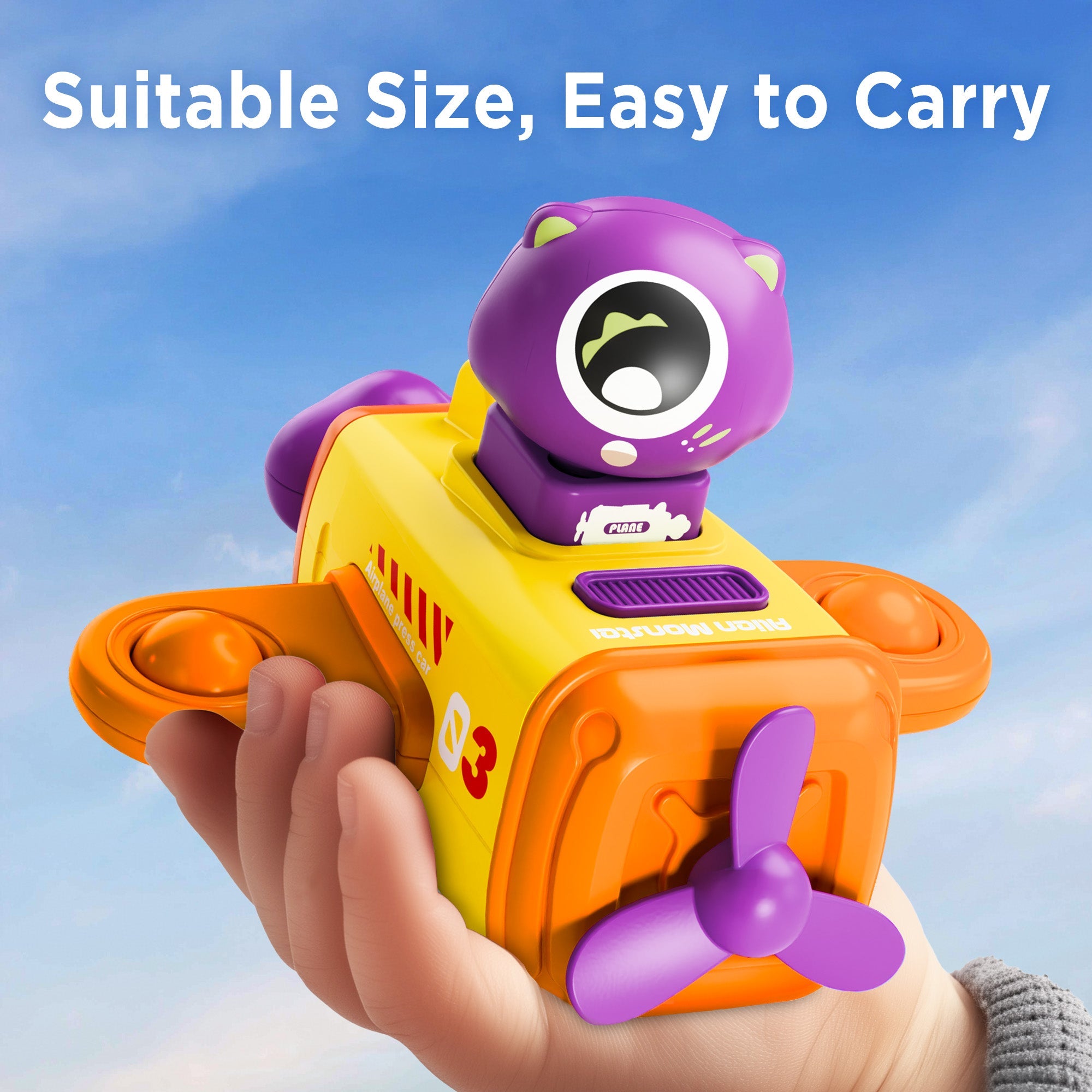 Juego de juguetes de coche de avión Fidtoy Press to Go para niños pequeños
