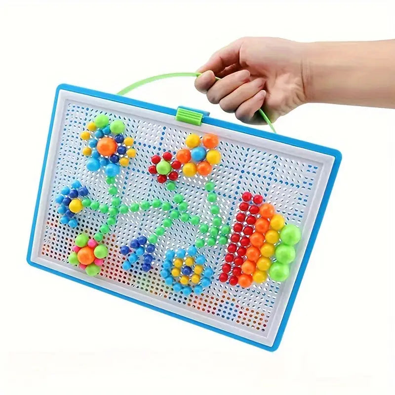 Fidtoy Montessori Mosaic Pegboard Puzzle 300 Piece Mushroom Peg Creative Learning Toy for Kids