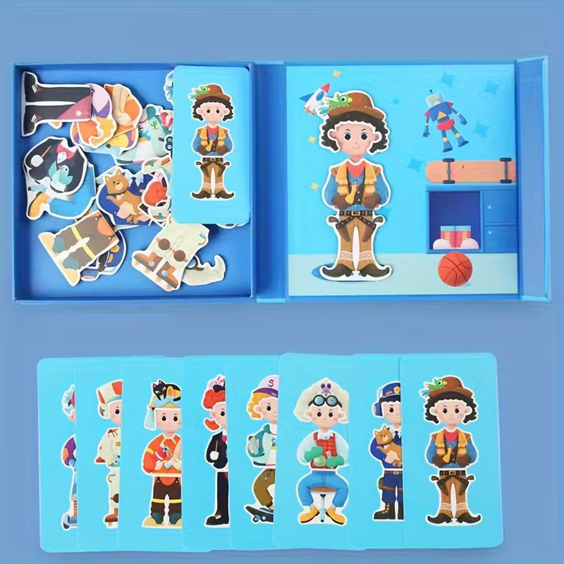 Fidtoy Boy Change Clothing Magnetic Board Puzzle – Magnetic Dress Up Game for Kids, Outfit Matching Learning Toy for Preschool Boys Ages 3-6