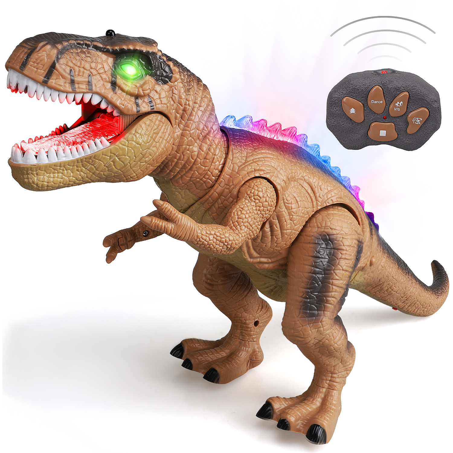 Fidtoy Remote Control LED Dinosaur Toy for Kids with Roar