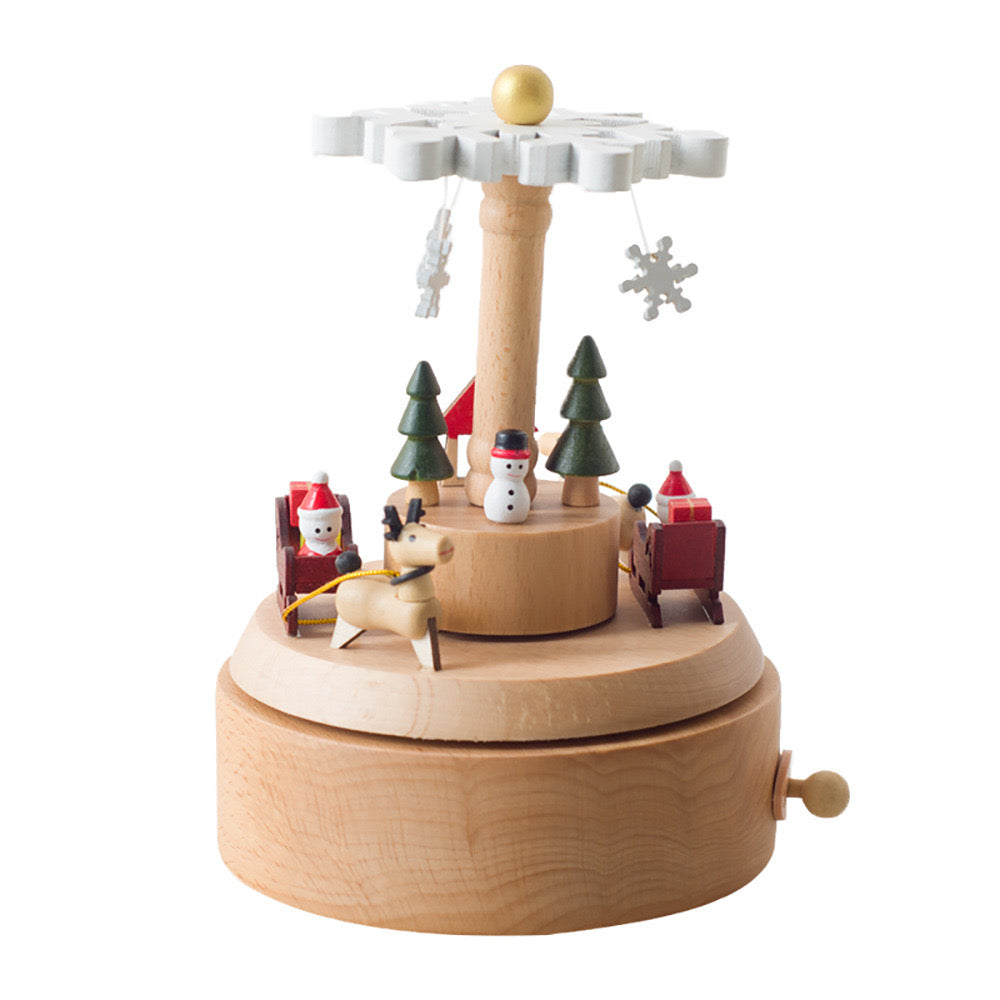 Beginner--Wooden Music Box Christmas Snowflake Decoration Elk