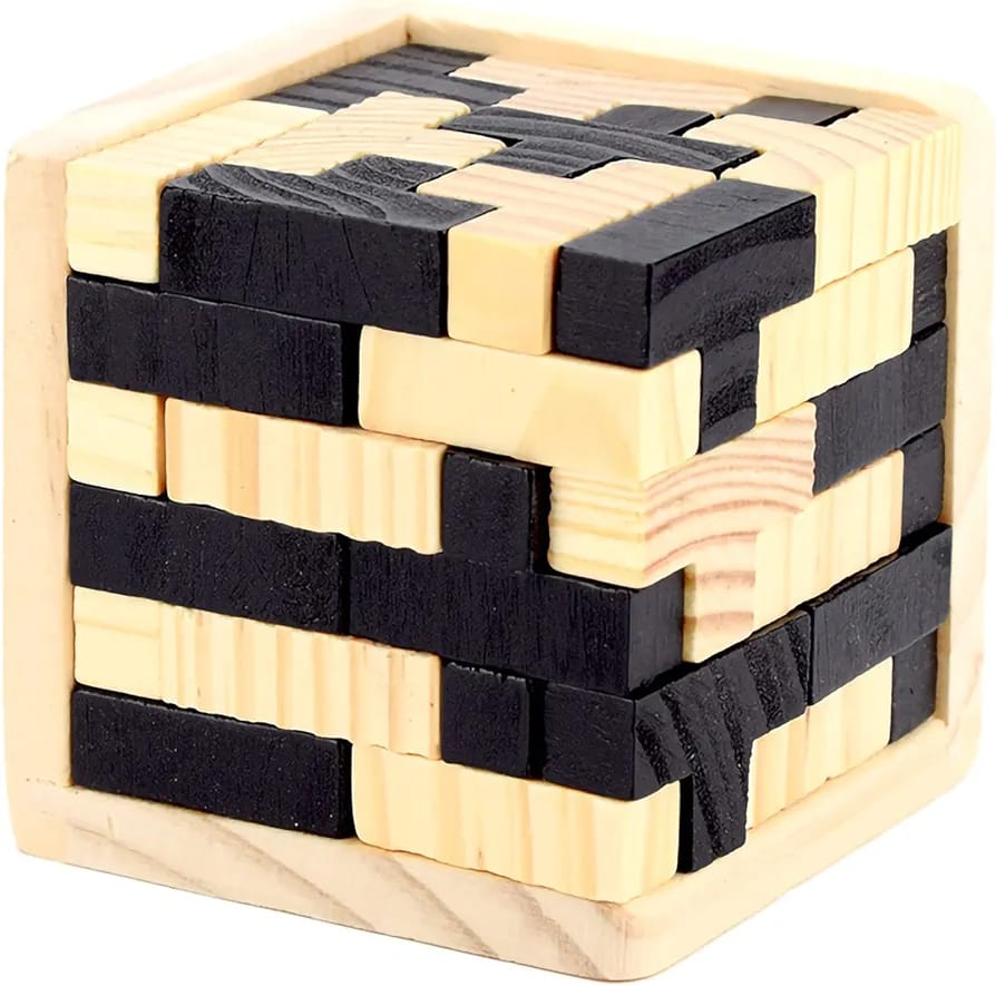 Wooden IQ Brain Teaser Puzzle Cube - 689