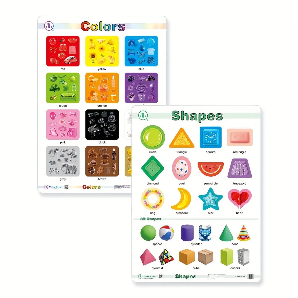 12in1 Object Recognition Education Posters with Erasable Board