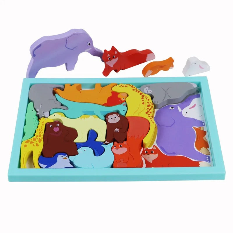 Wooden Logical Challenge Tray Blocks Game - Random Puzzle