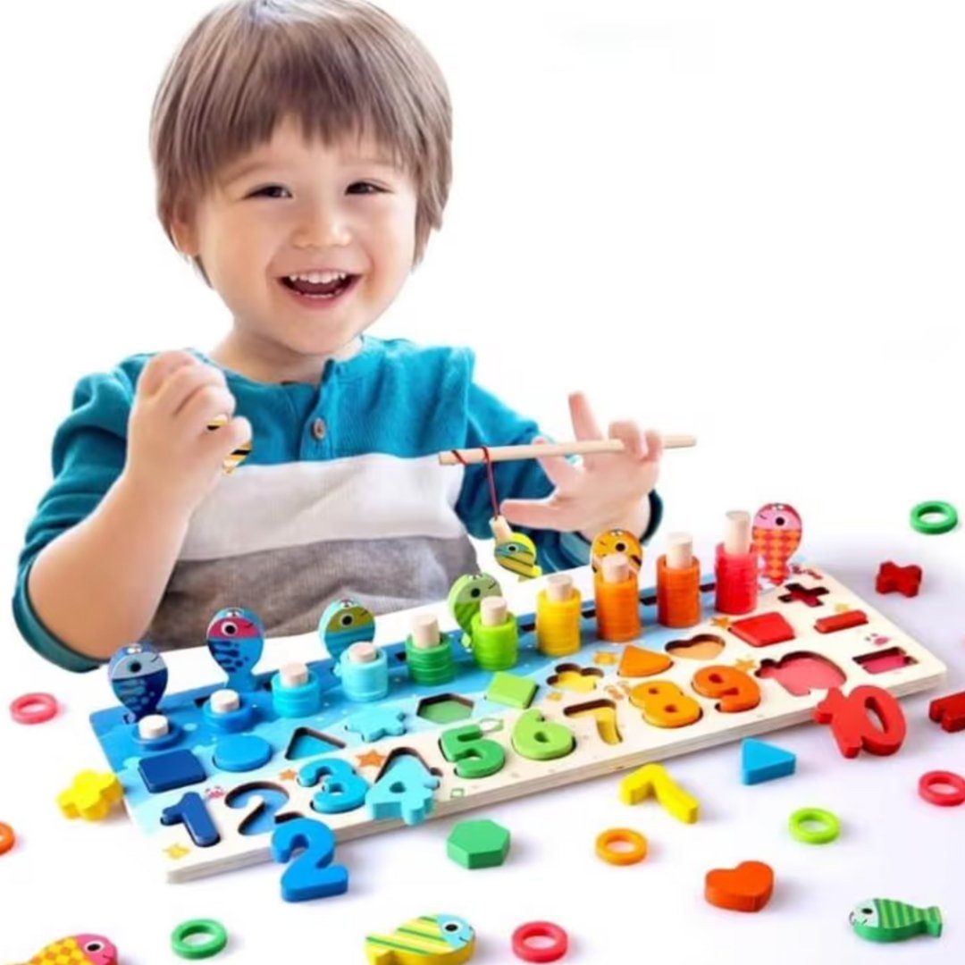 6-in-1 Wooden Montessori Educational Board Game for Kids