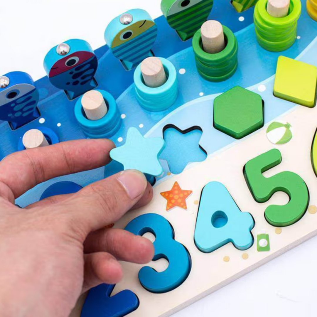 6-in-1 Wooden Montessori Educational Board Game for Kids