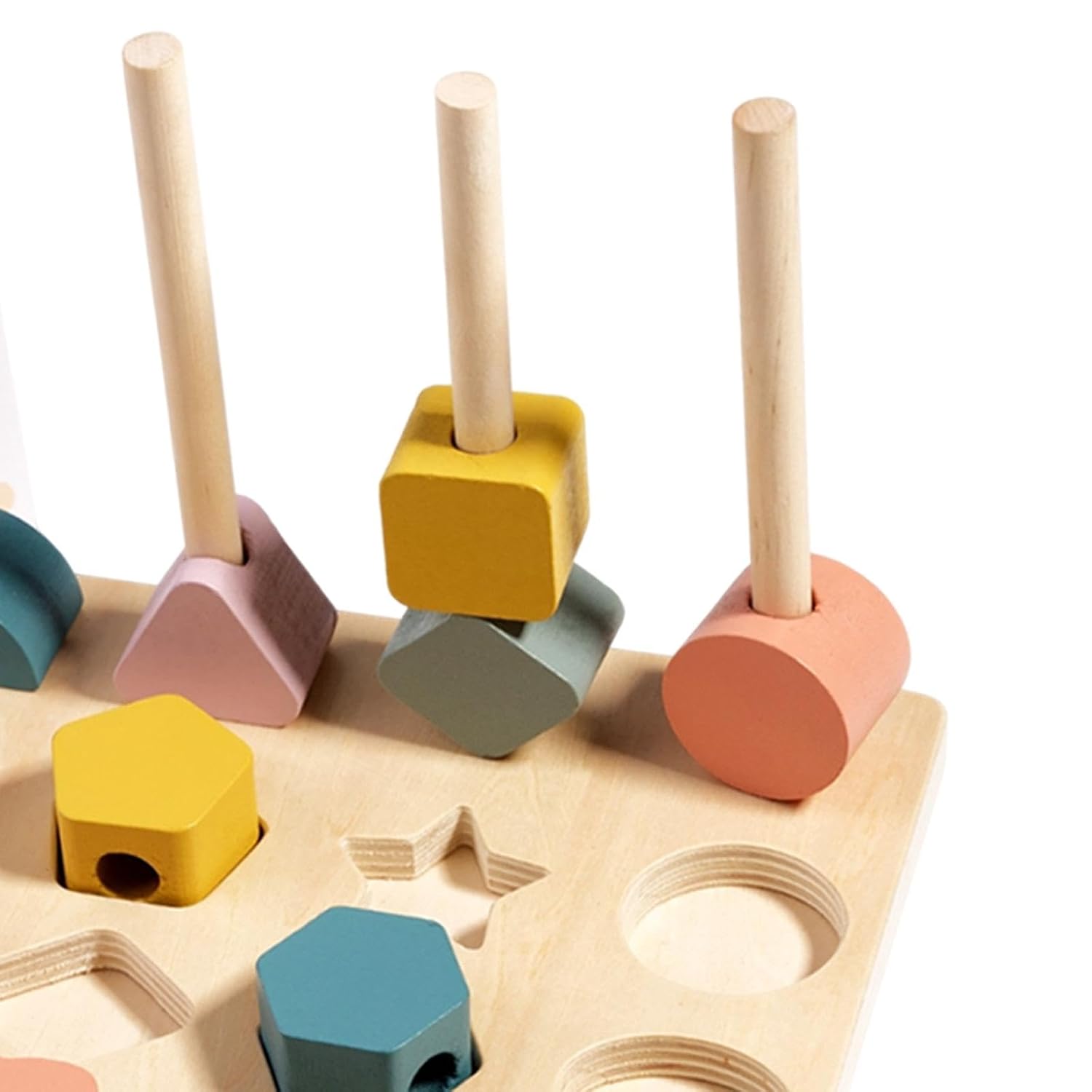Fidtoy Jeu de tri et d'enfilage en bois Montessori pour développer la motricité fine des enfants de 2 à 6 ans