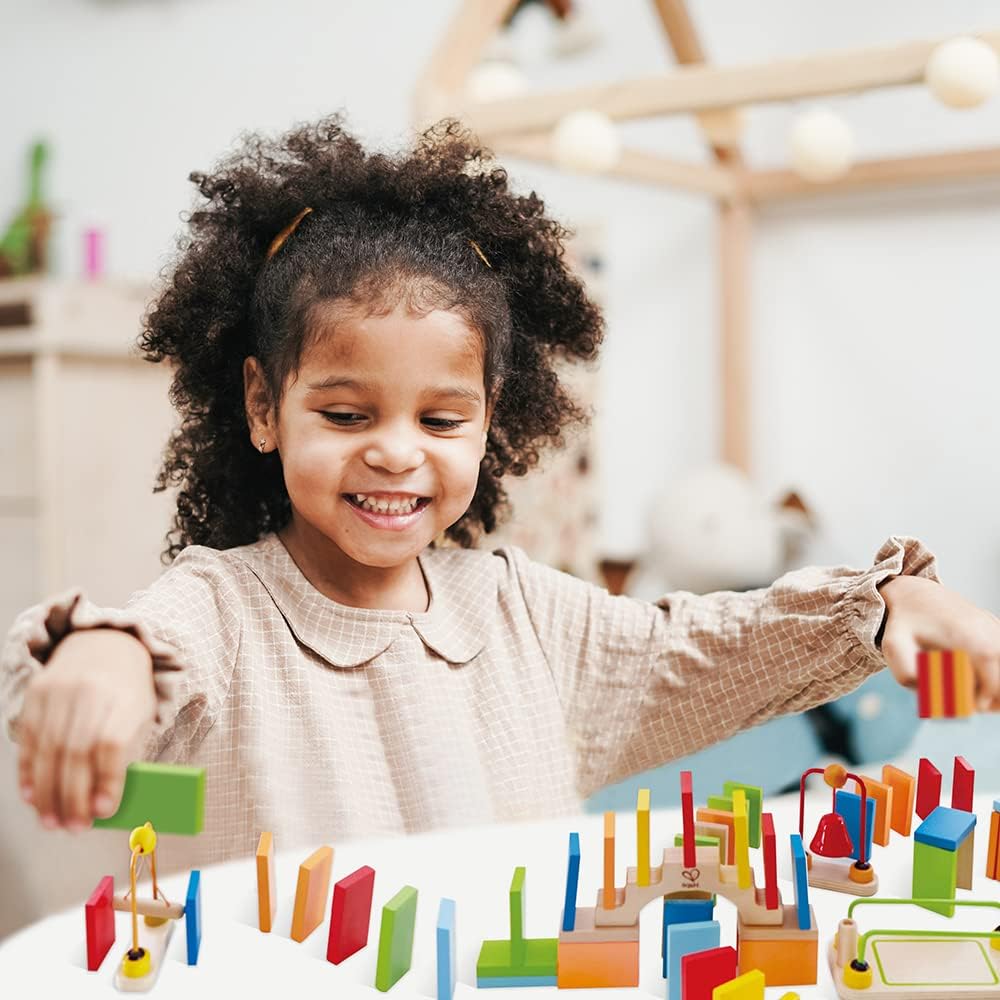 Fidtoy Circuit de Domino en Bois de 107 Pièces pour Enfants de 3 Ans et Plus
