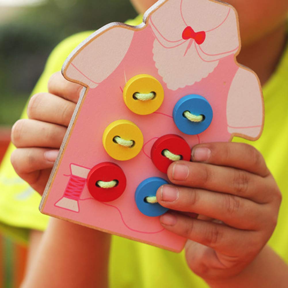 FnieYxiu Toys, Kids Children Wooden Sew-on Buttons Lacing Board Toddler Early Education Toy