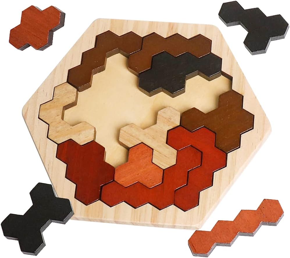 Fidtoy Colorful Wood Tangram – Montessori Wooden Puzzle for Toddlers & Preschoolers