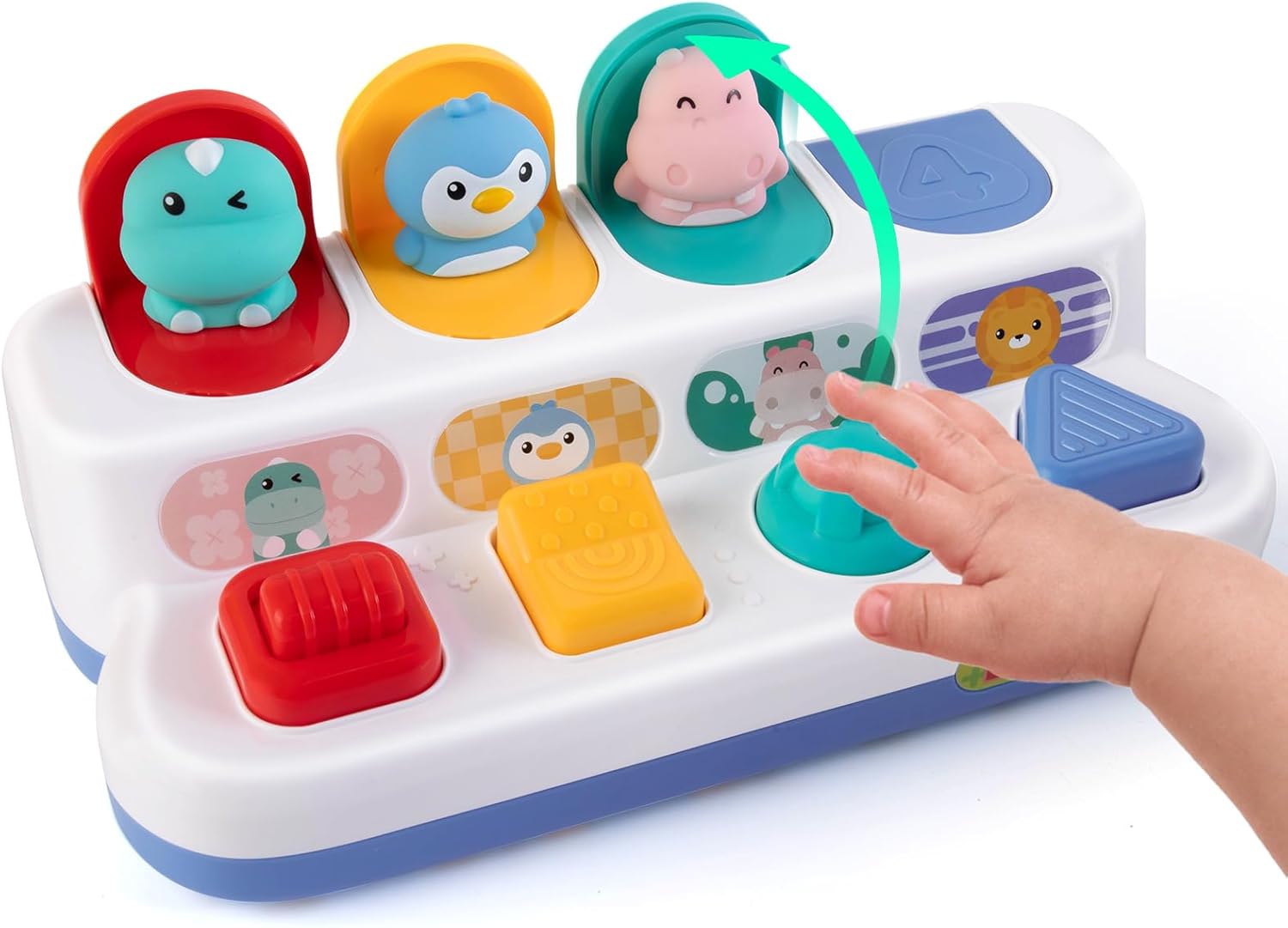 Fidtoy Baby Pop Up Toy for Toddlers – Cause and Effect Animal Learning Toy with Colorful Buttons