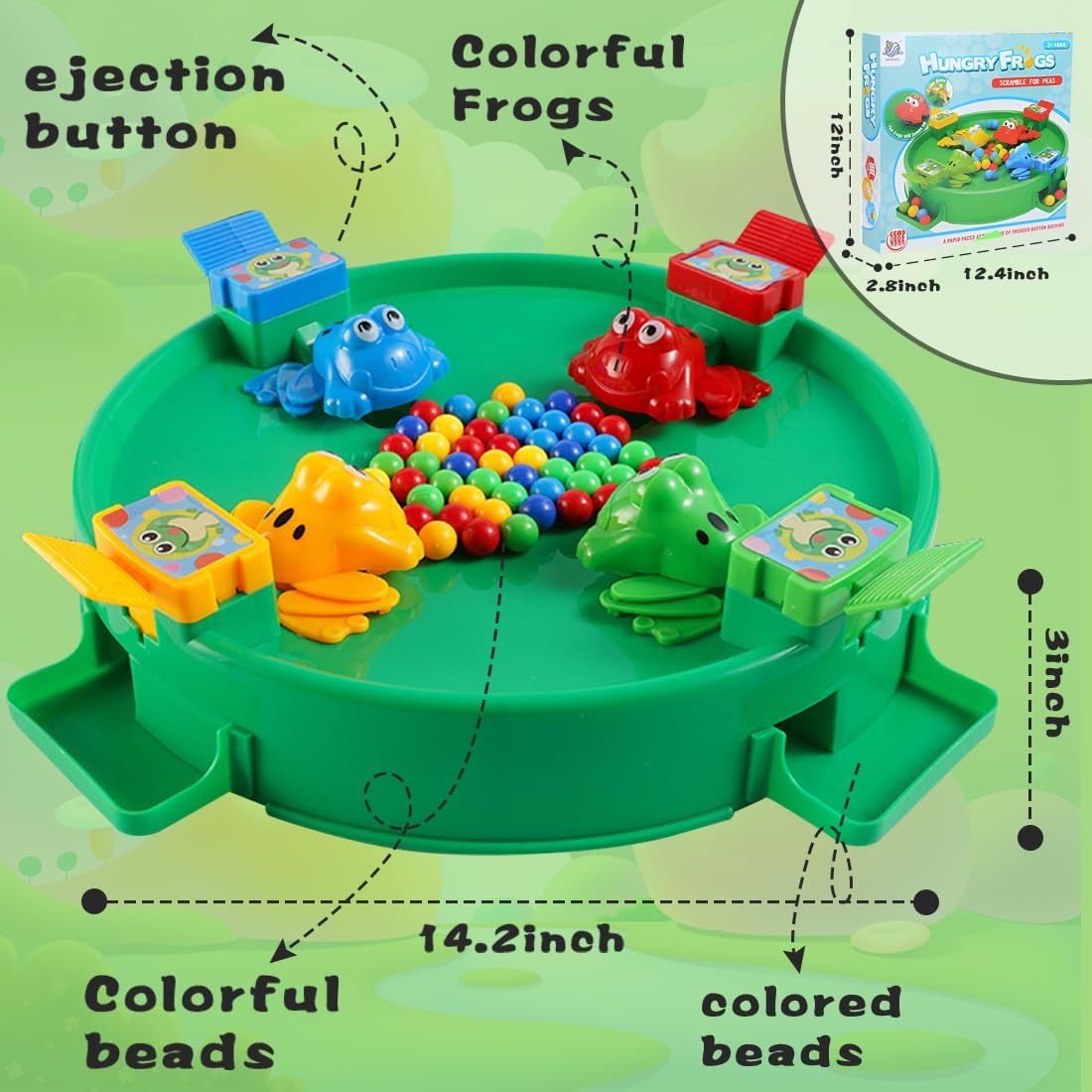 Fidtoy Hungry Frog Catch Beads Active Family Board Game for Kids Multiplayer Reflex Indoor Play