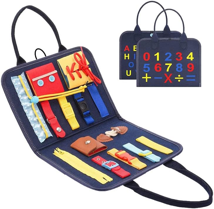 Busy Board, Sensory Board for Fine Motor Skill, Montessori Toys Toddler Activities for Travel car Airplane