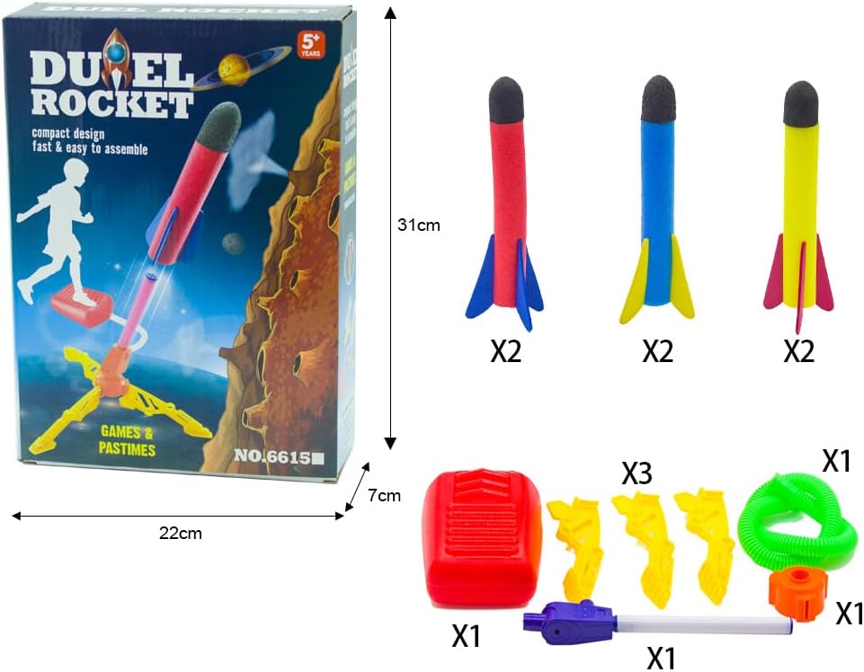 Fidtoy Air Rocket Launcher Toy for Kids – Outdoor Stomp Rocket STEM Active Play Toy