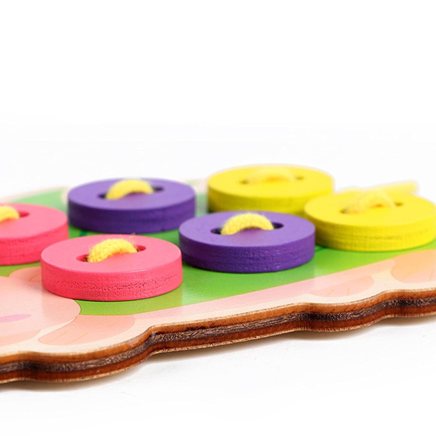 LOOM TREE® 2xJouets en bois à lacer pour bébés Boutons à coudre Aides Montessori pour enfants