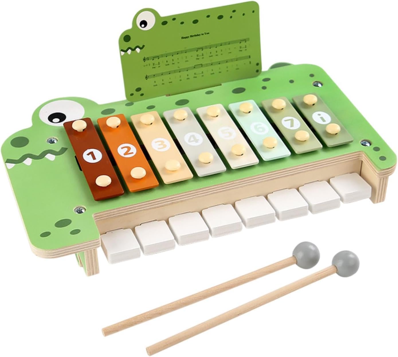 Fidtoy Wooden Xylophone Toy for Kids | 2-in-1 Piano & Montessori Musical Instrument for Toddlers
