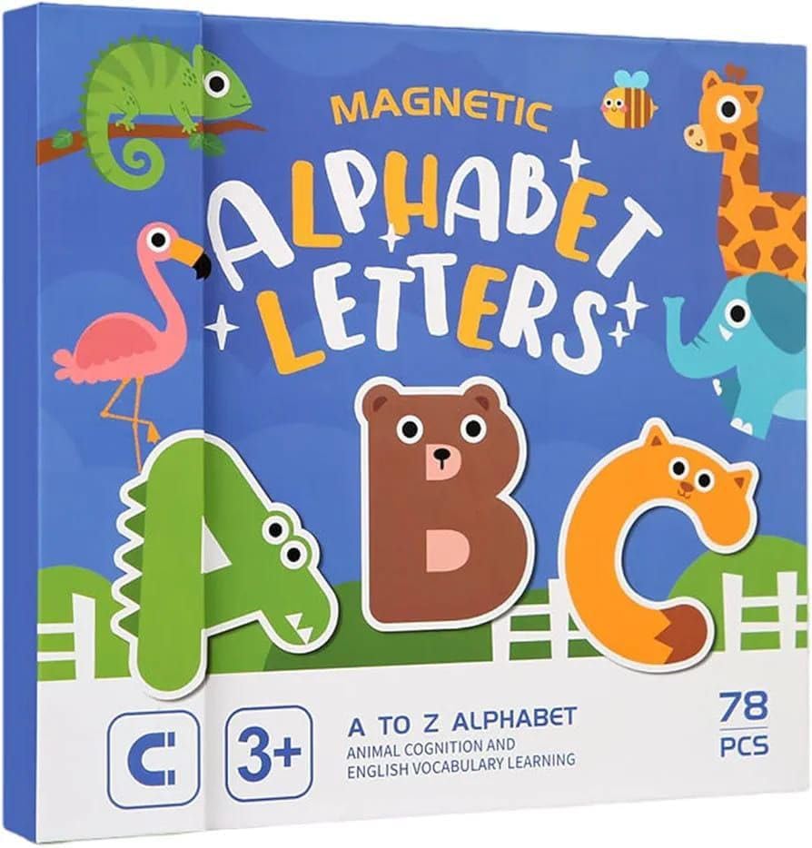 Magnetic Alphabet Letters Learning Set with Animal ABC Board Book – Preschool Educational Toy for Kids 3+ – Magnetic ABCs for Toddlers, Montessori Learning Tool, Phonics & Spelling Practice